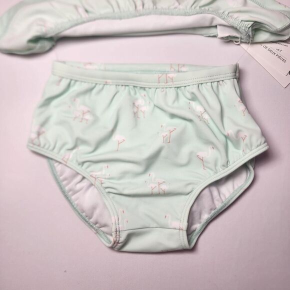 NWT Janie and Jack Infant Baby Girl Flamingo Print Mint Swim Set Sz 18-24 - Picture 4 of 4